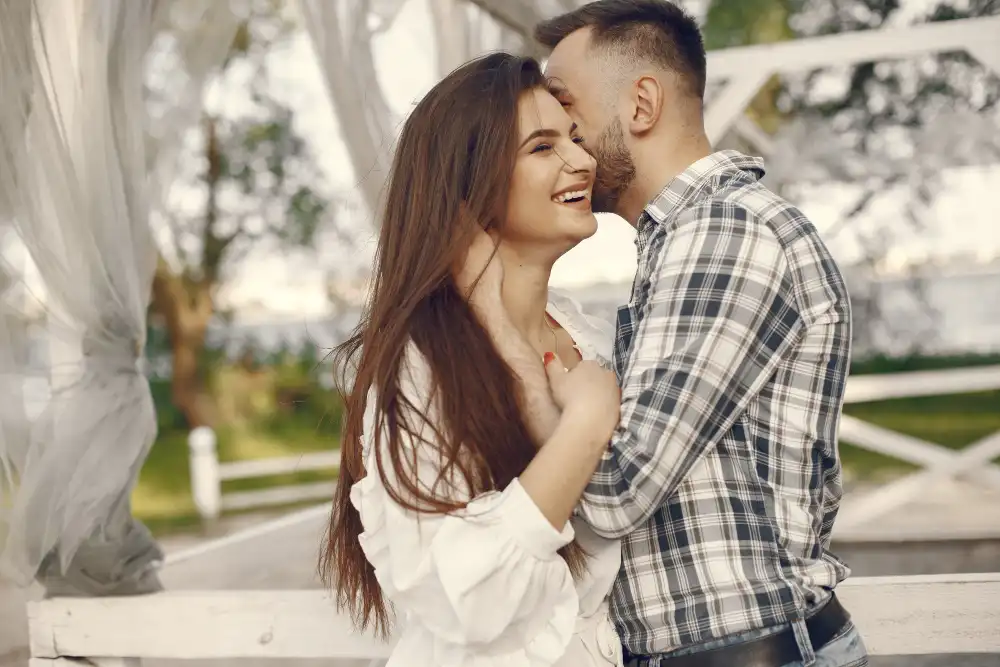 Couple sharing a warm and natural hug, genuine closeness and comfort